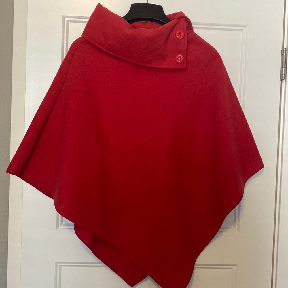 Red Fleece Poncho